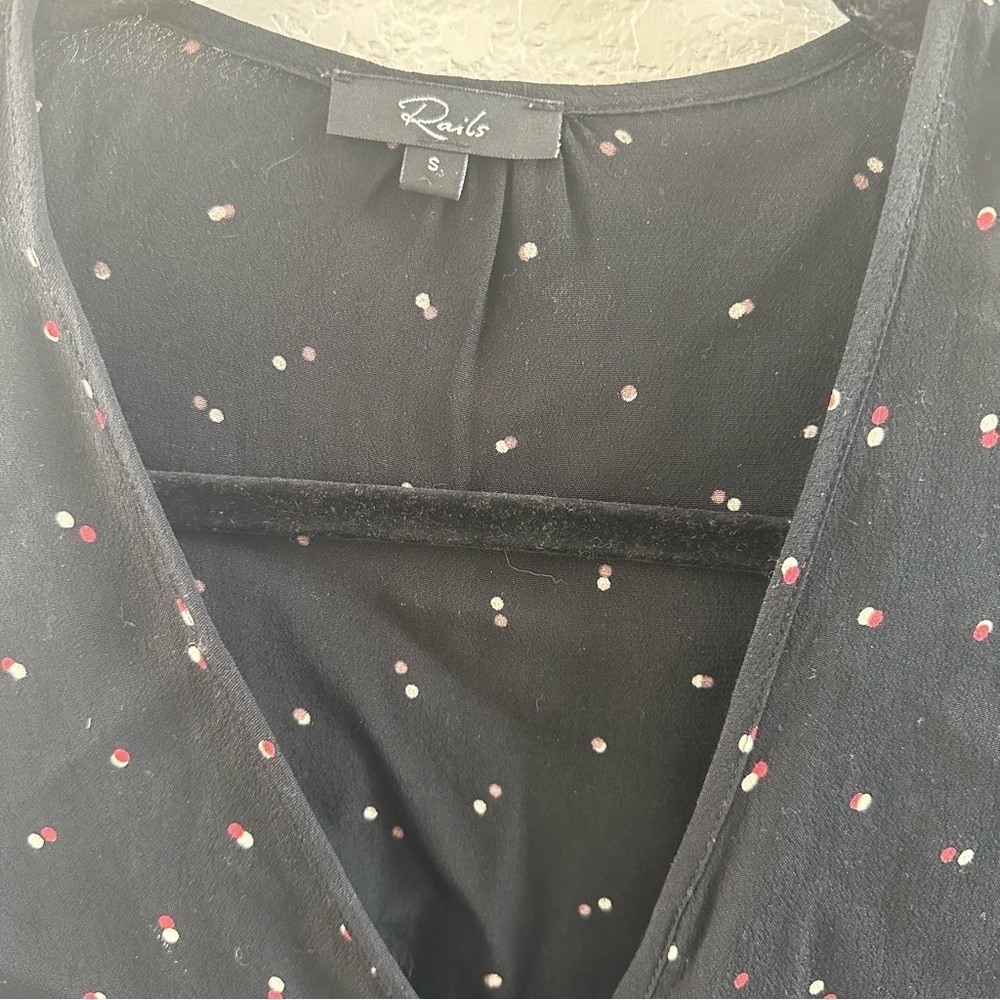Rails Beaux Blouse Black Offset Dot Button Front … - image 3